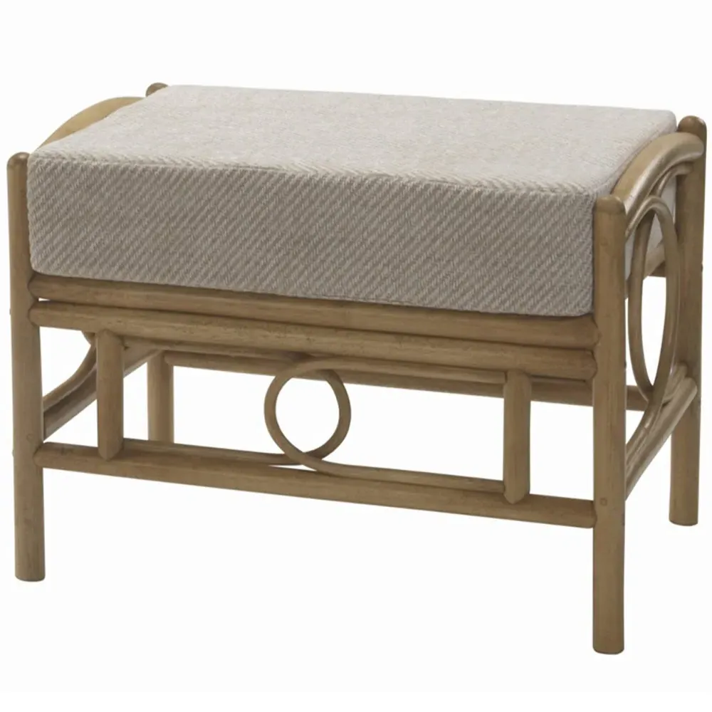 Madrid Footstool - Light Oak, Rattan