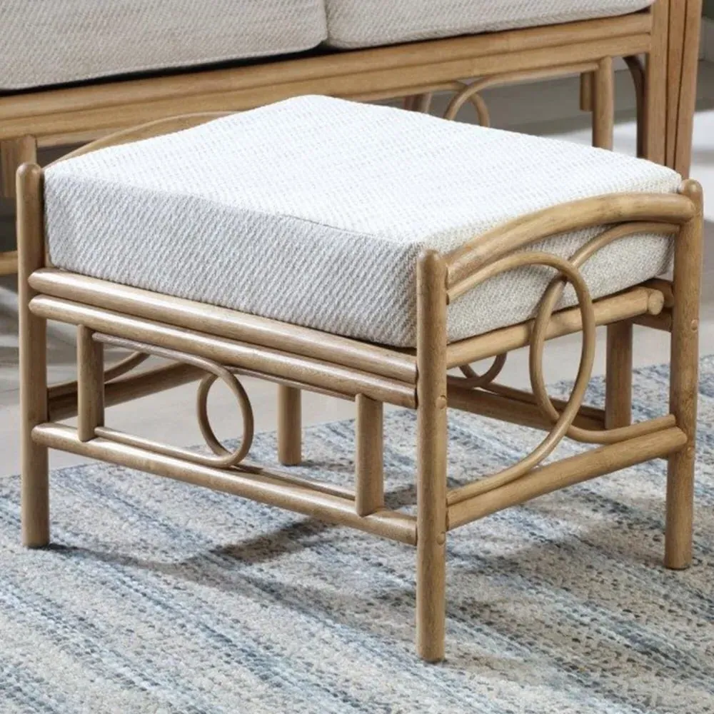 Madrid Footstool - Light Oak, Rattan image