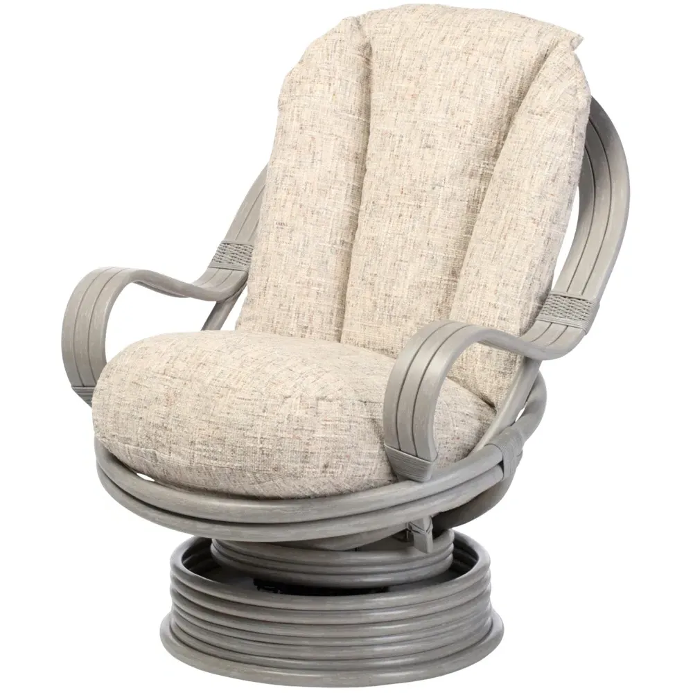 Madrid Swivel Rocking Chair - Grey, Natural Rattan
