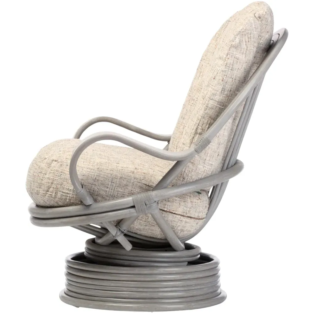 Madrid Swivel Rocking Chair - Grey, Natural Rattan