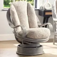 Madrid Swivel Rocking Chair - Grey, Natural Rattan