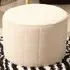 Medium Round Pouffe - Cream, Boucle Fabric