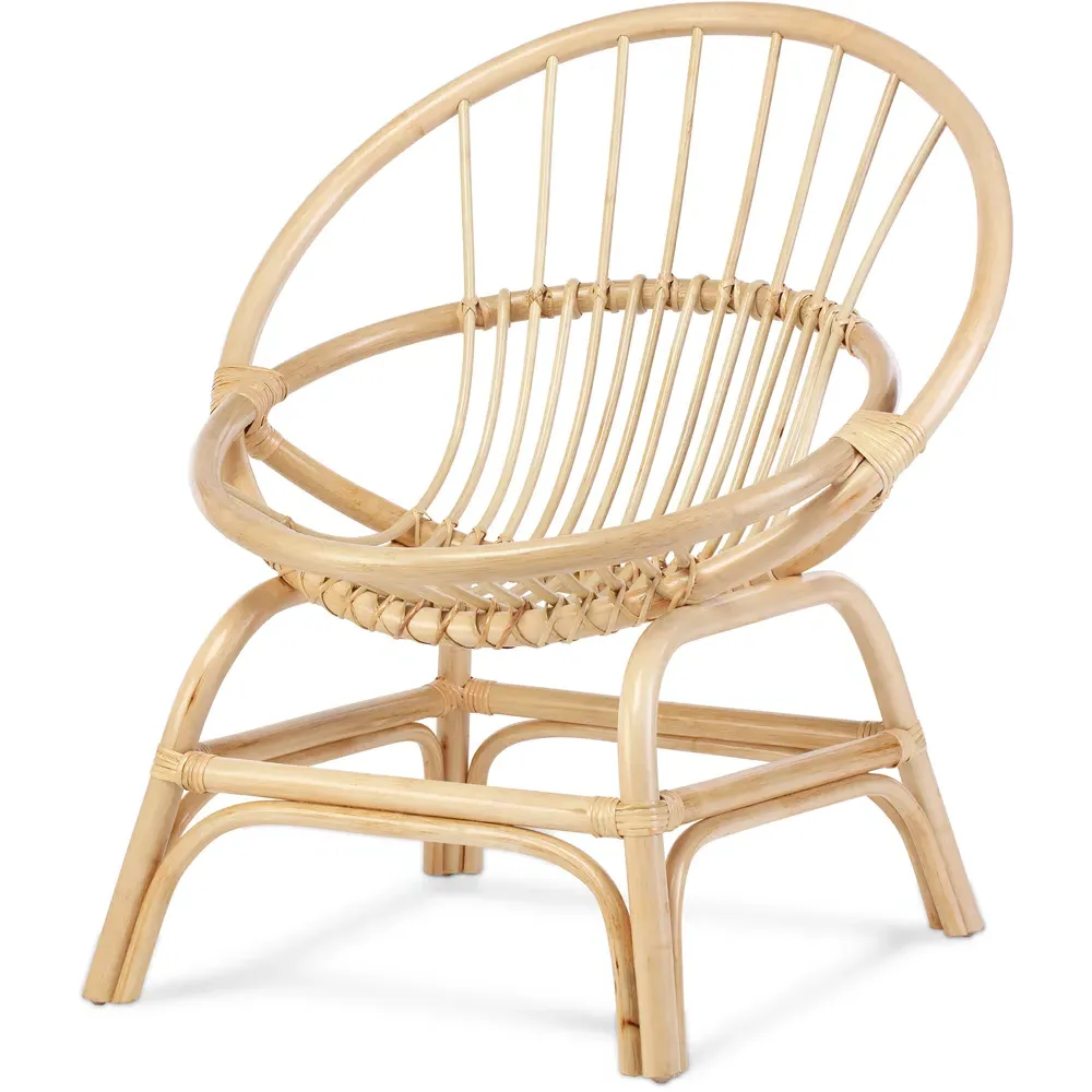 Moon Circular Chair - Cream, Natural Rattan
