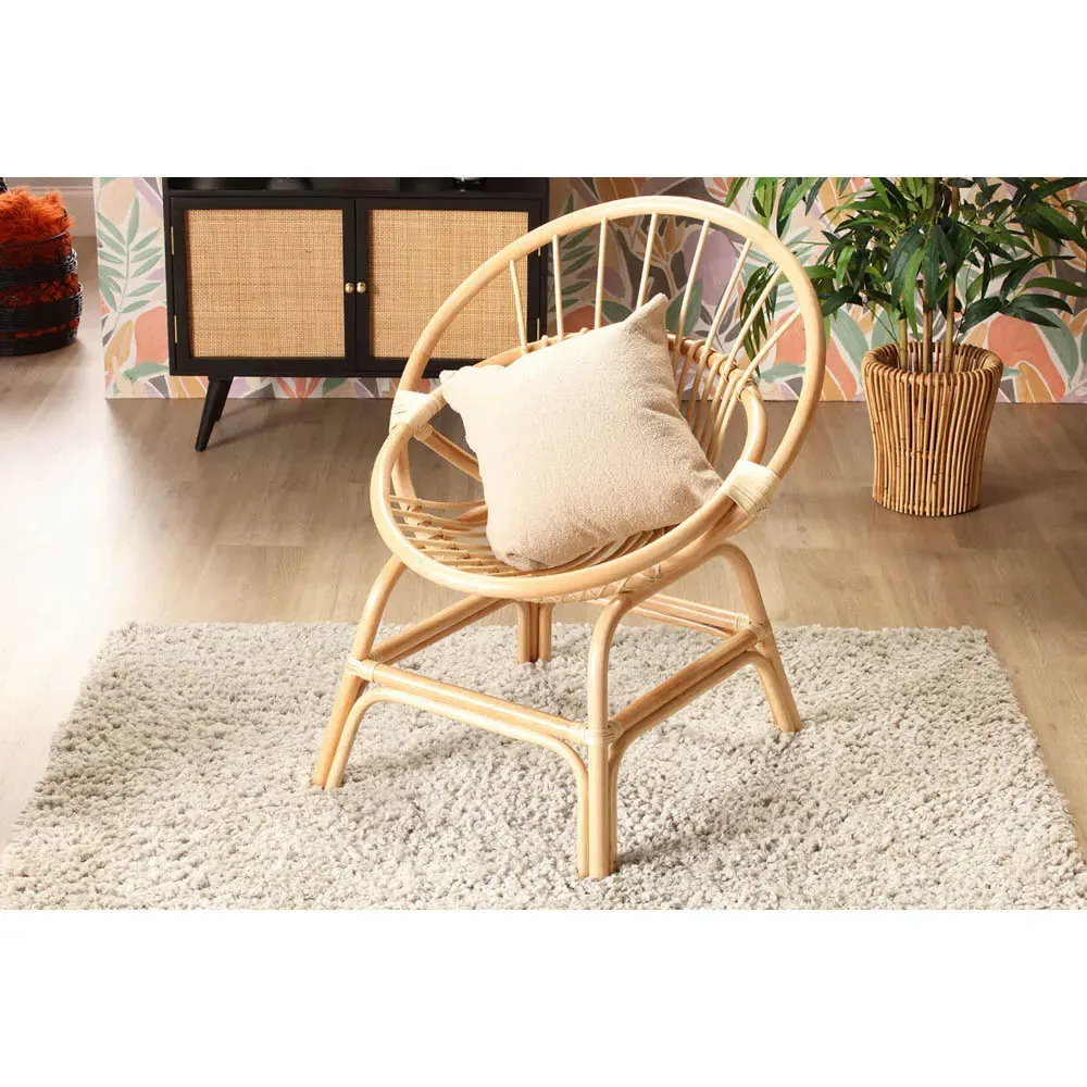 Moon Circular Chair - Cream, Natural Rattan