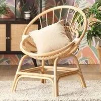 Moon Circular Chair - Cream, Natural Rattan
