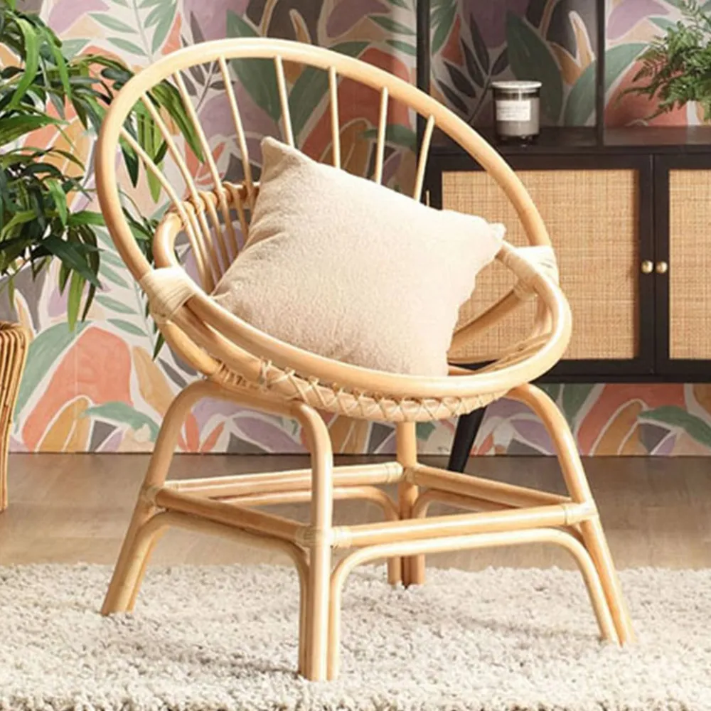 Moon Circular Chair - Cream, Natural Rattan image