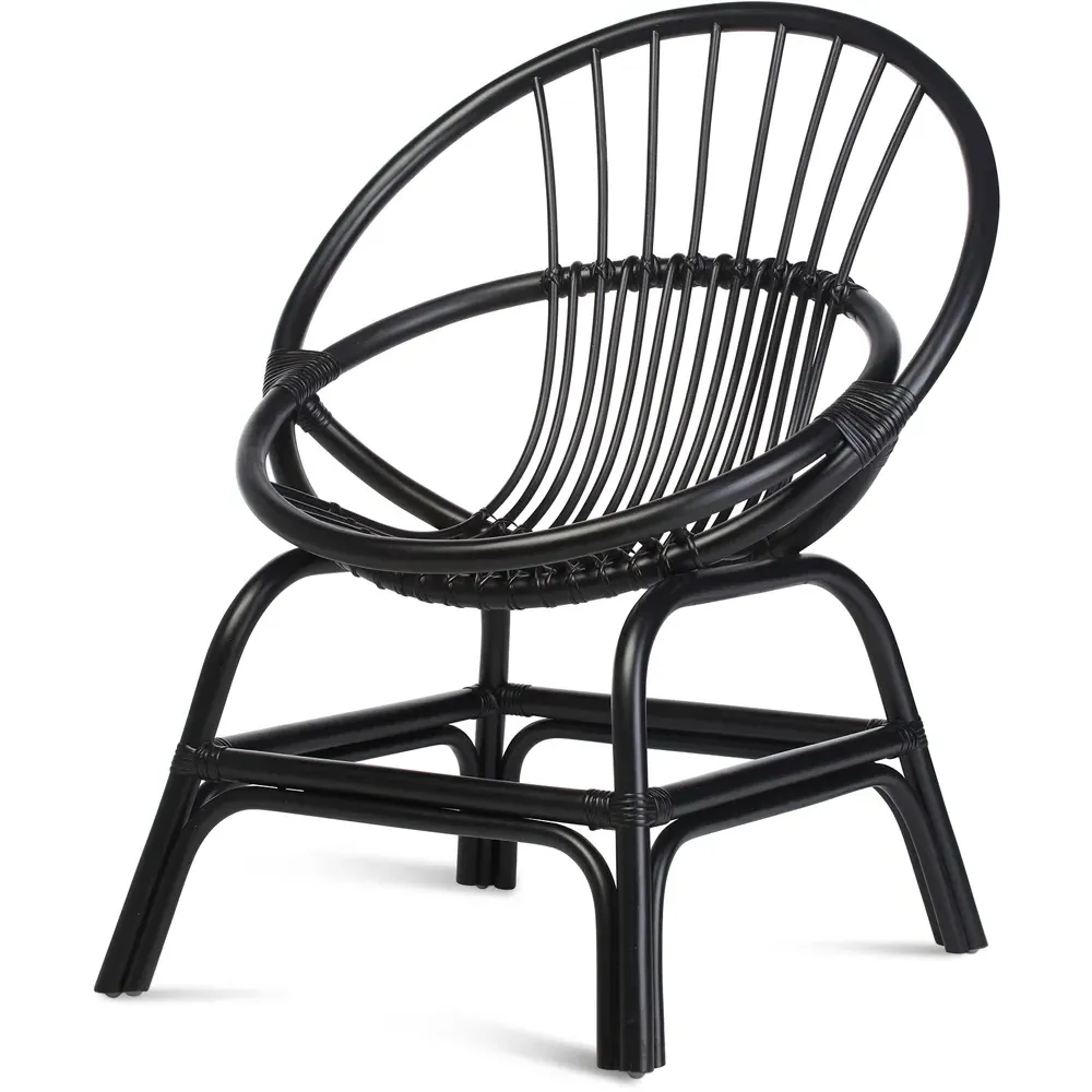 Moon Rattan Accent Chair - Black