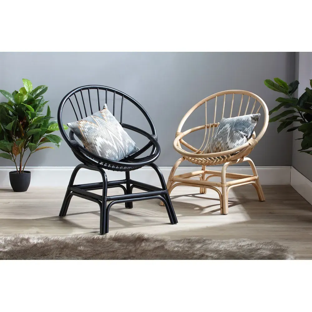 Moon Rattan Accent Chair - Black
