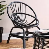Moon Rattan Accent Chair - Black