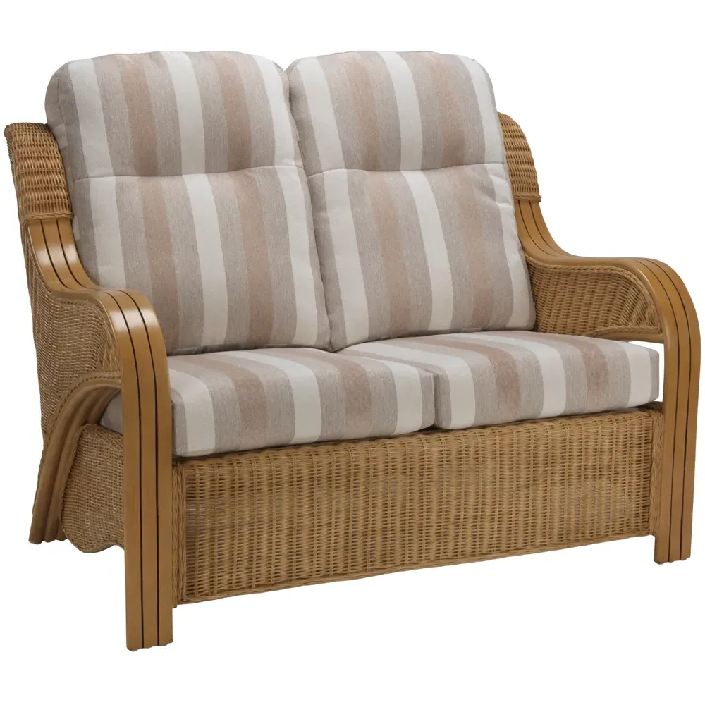 Opera 2-Seater Light Oak Rattan Sofa - Beige