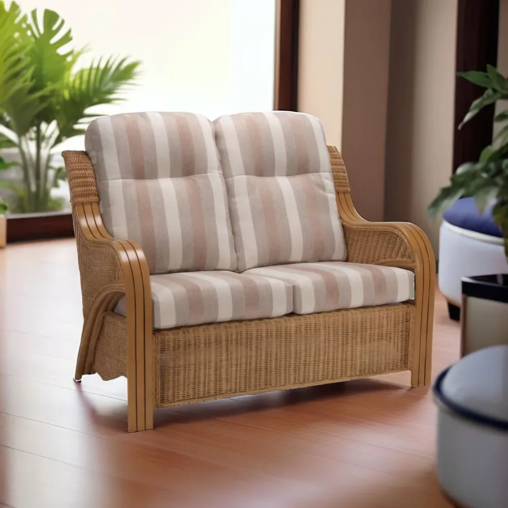 Opera 2-Seater Light Oak Rattan Sofa - Beige