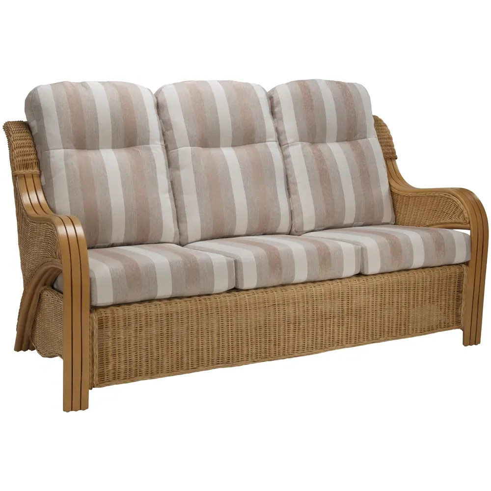 Opera 3-Seater Light Oak Rattan Sofa - Beige