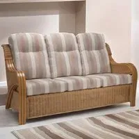 Opera 3-Seater Light Oak Rattan Sofa - Beige