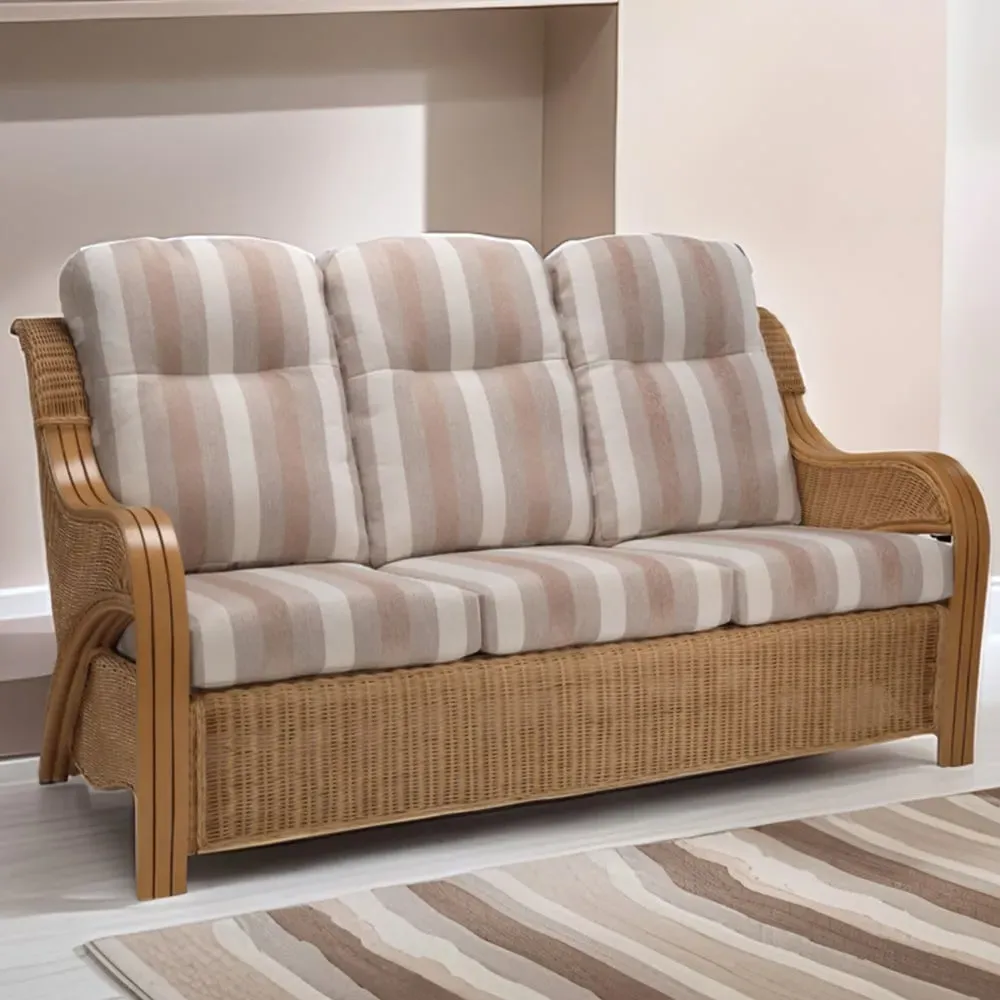 Opera 3-Seater Light Oak Rattan Sofa - Beige