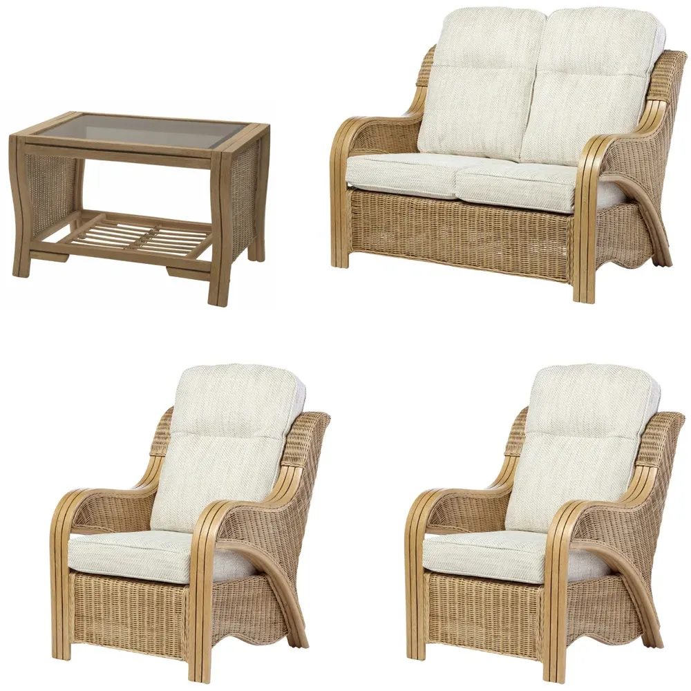 Opera 4-Seater Sofa Set - Light Oak, Rattan