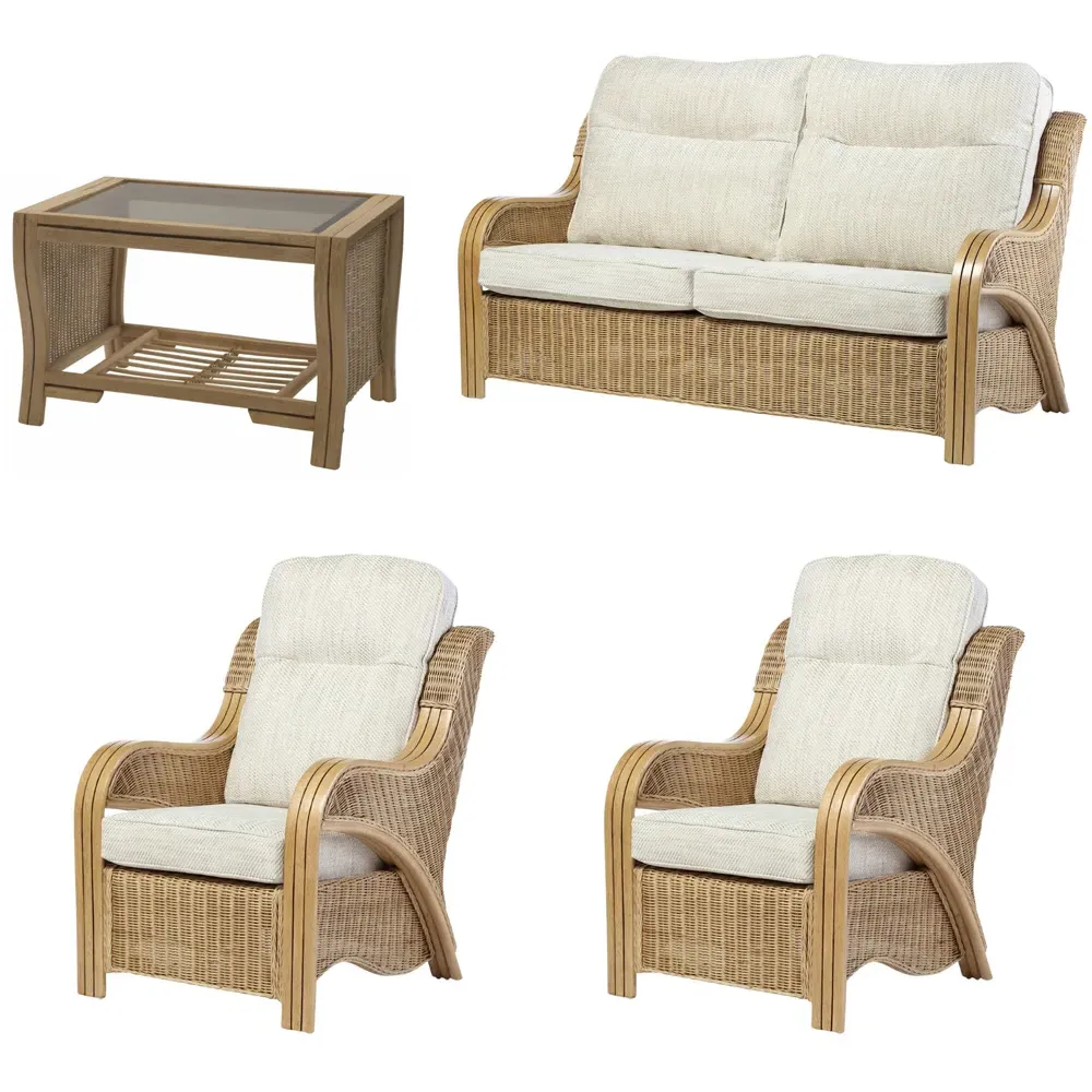 Opera 5-Seater Sofa Set - Light Oak, Rattan
