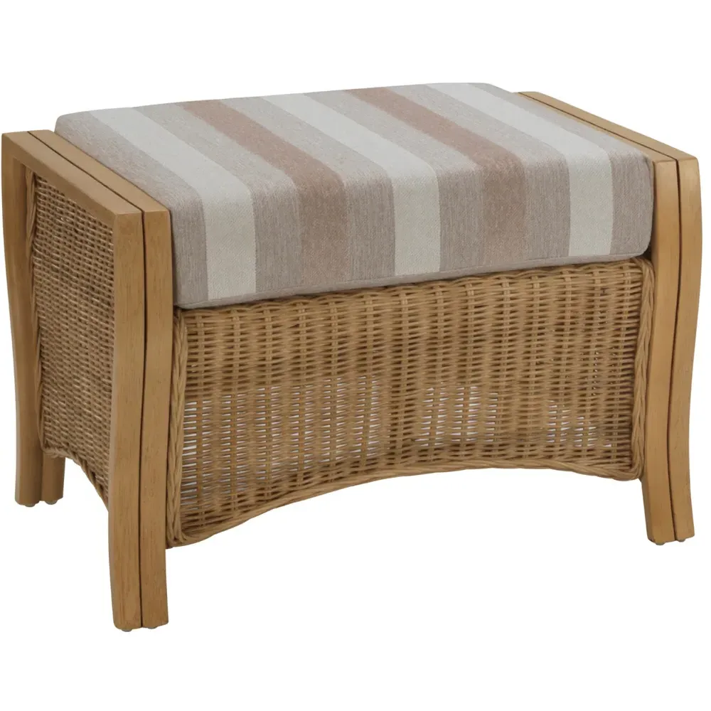 Opera Light Oak Rattan Footstool - Beige