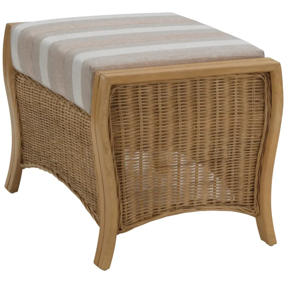 Opera Light Oak Rattan Footstool - Beige
