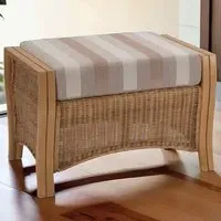 Opera Light Oak Rattan Footstool - Beige