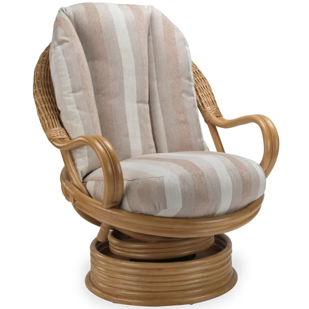 Opera Light Oak Rattan Swivel Rocking Chair - Beige