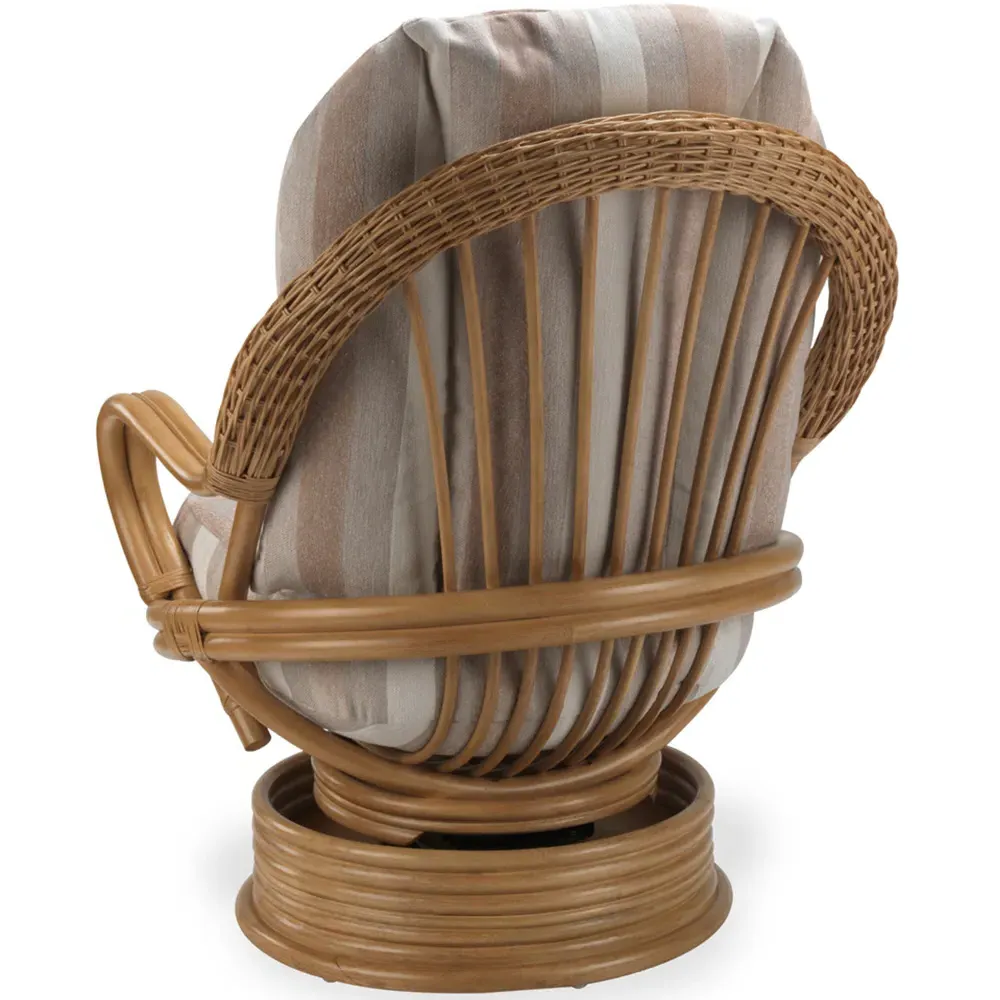 Opera Light Oak Rattan Swivel Rocking Chair - Beige