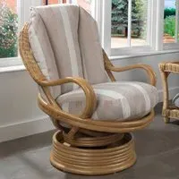 Opera Light Oak Rattan Swivel Rocking Chair - Beige