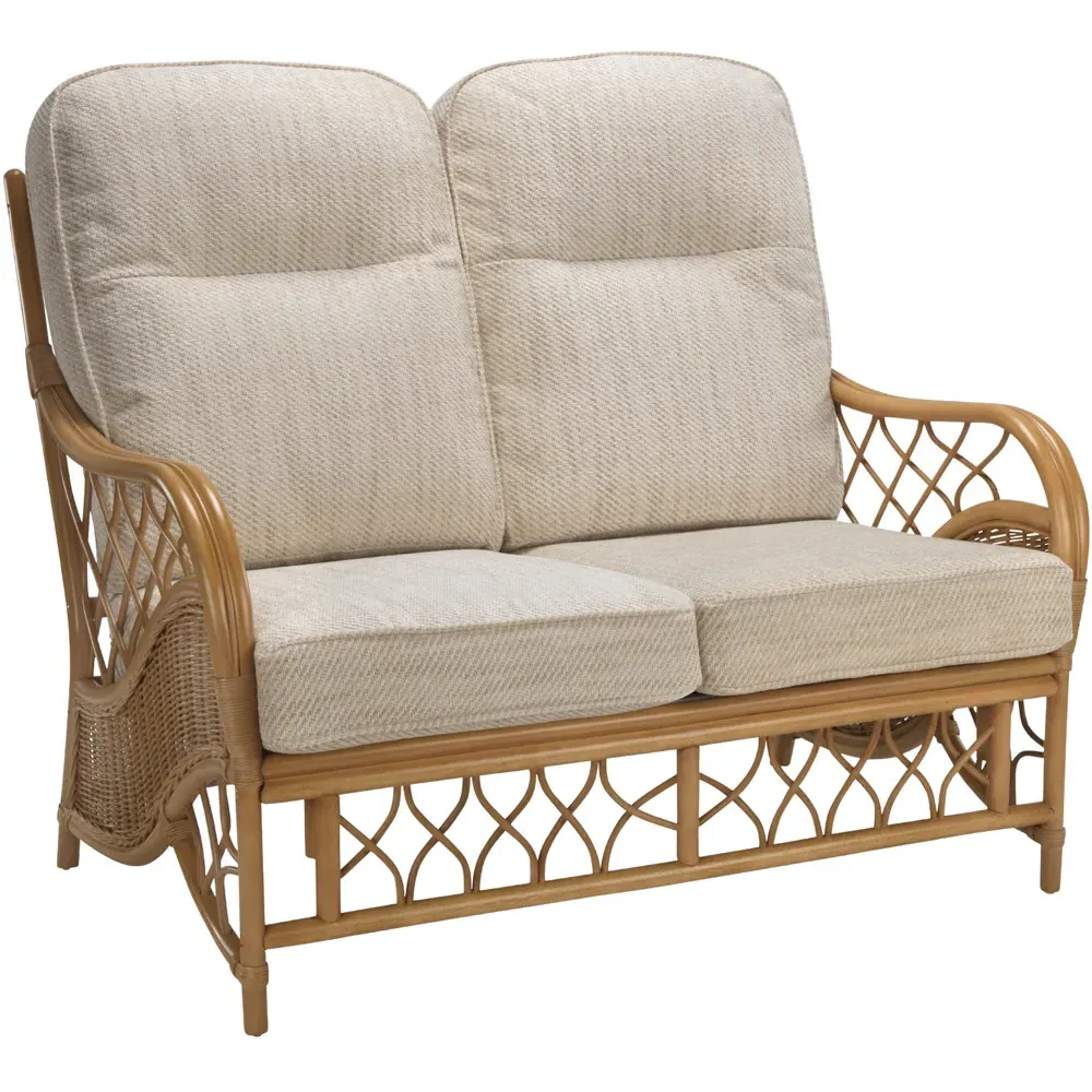 Oslo 2-Seater Sofa - Light Oak, Natural Rattan