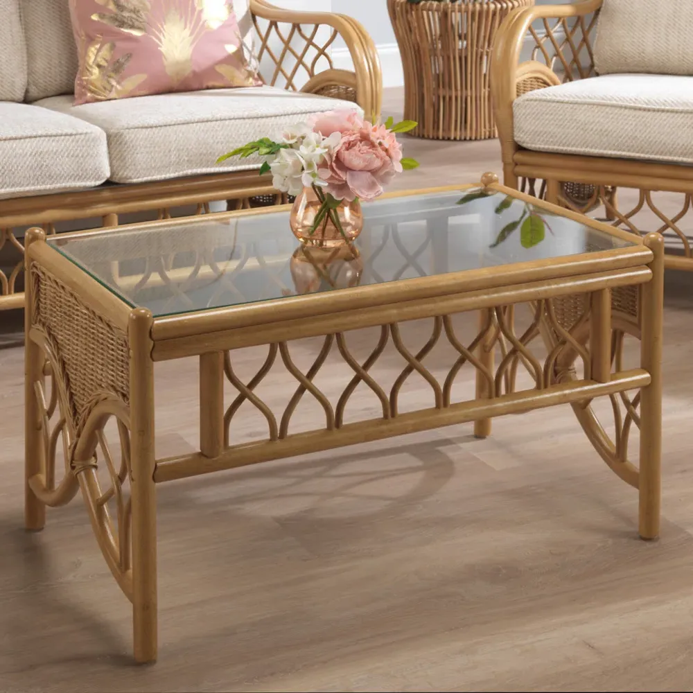 Oslo 4-Seater Sofa Set with Footstool - Light Oak, Rattan