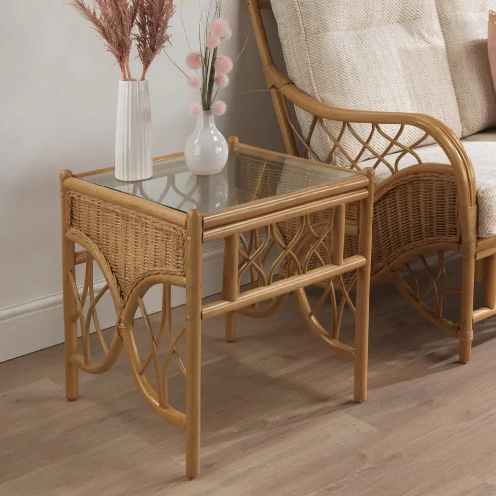 Oslo 4-Seater Sofa Set with Footstool - Light Oak, Rattan