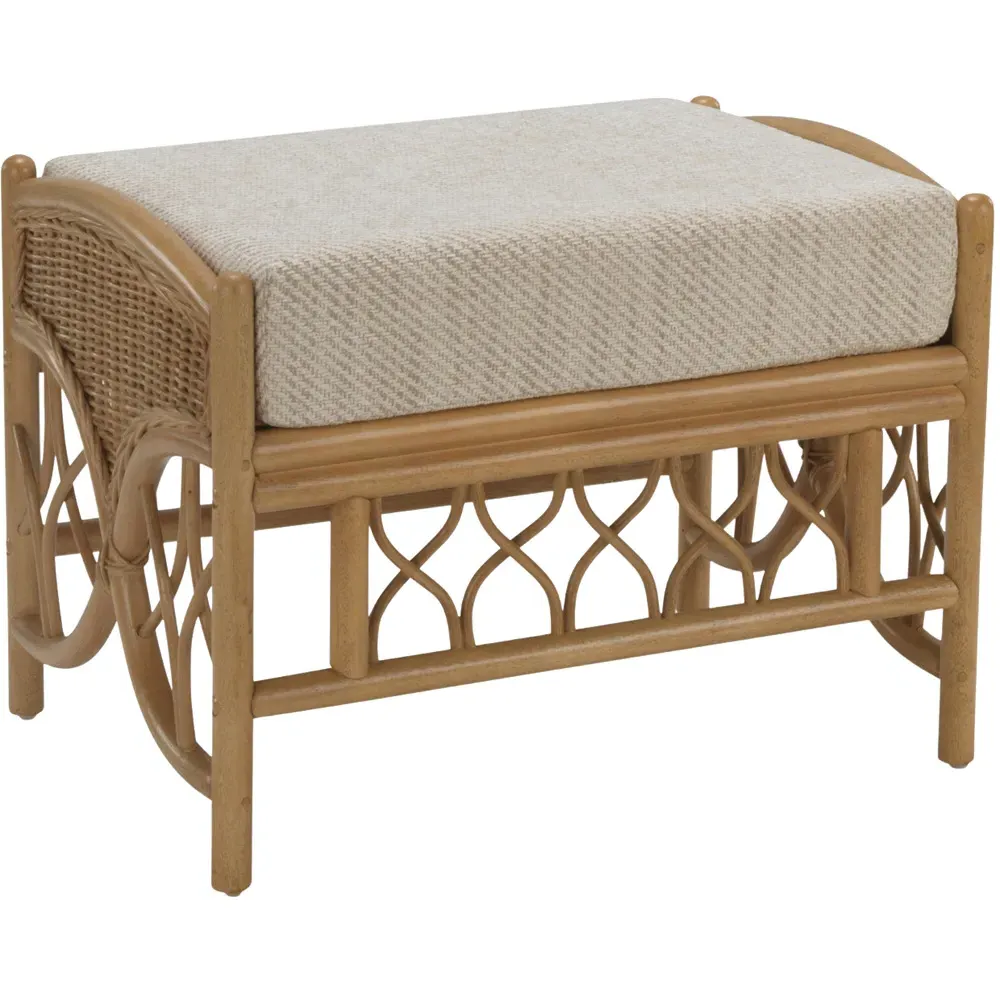 Oslo Footstool - Light Oak, Rattan