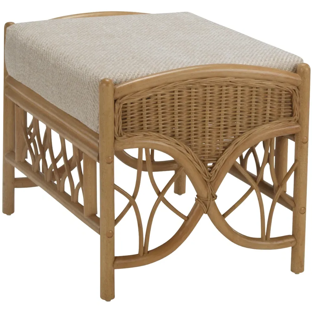 Oslo Footstool - Light Oak, Rattan