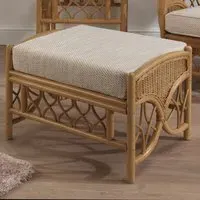 Oslo Footstool - Light Oak, Rattan
