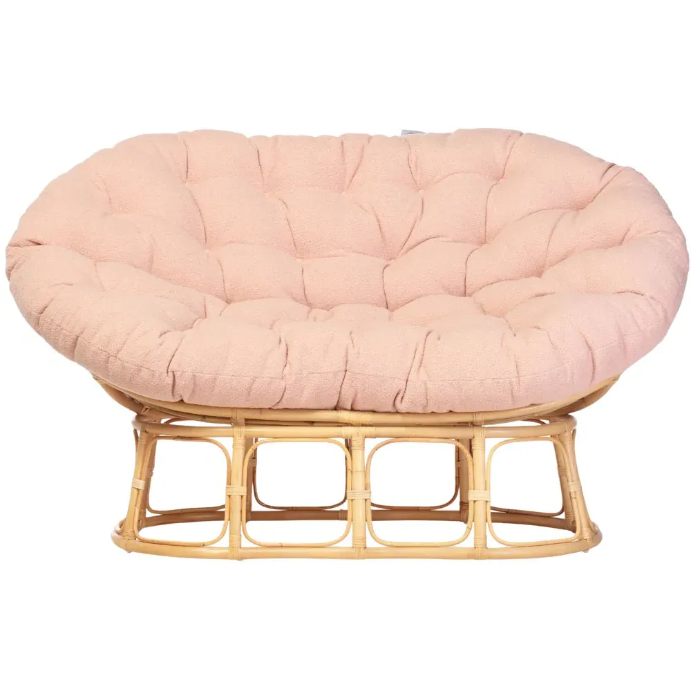 Papasan 2-Seater Sofa with Movable Seat - Pink, Natural