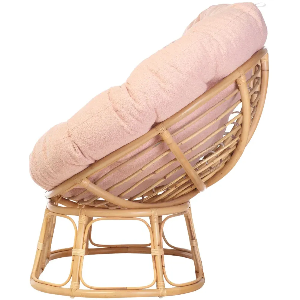 Papasan 2-Seater Sofa with Movable Seat - Pink, Natural