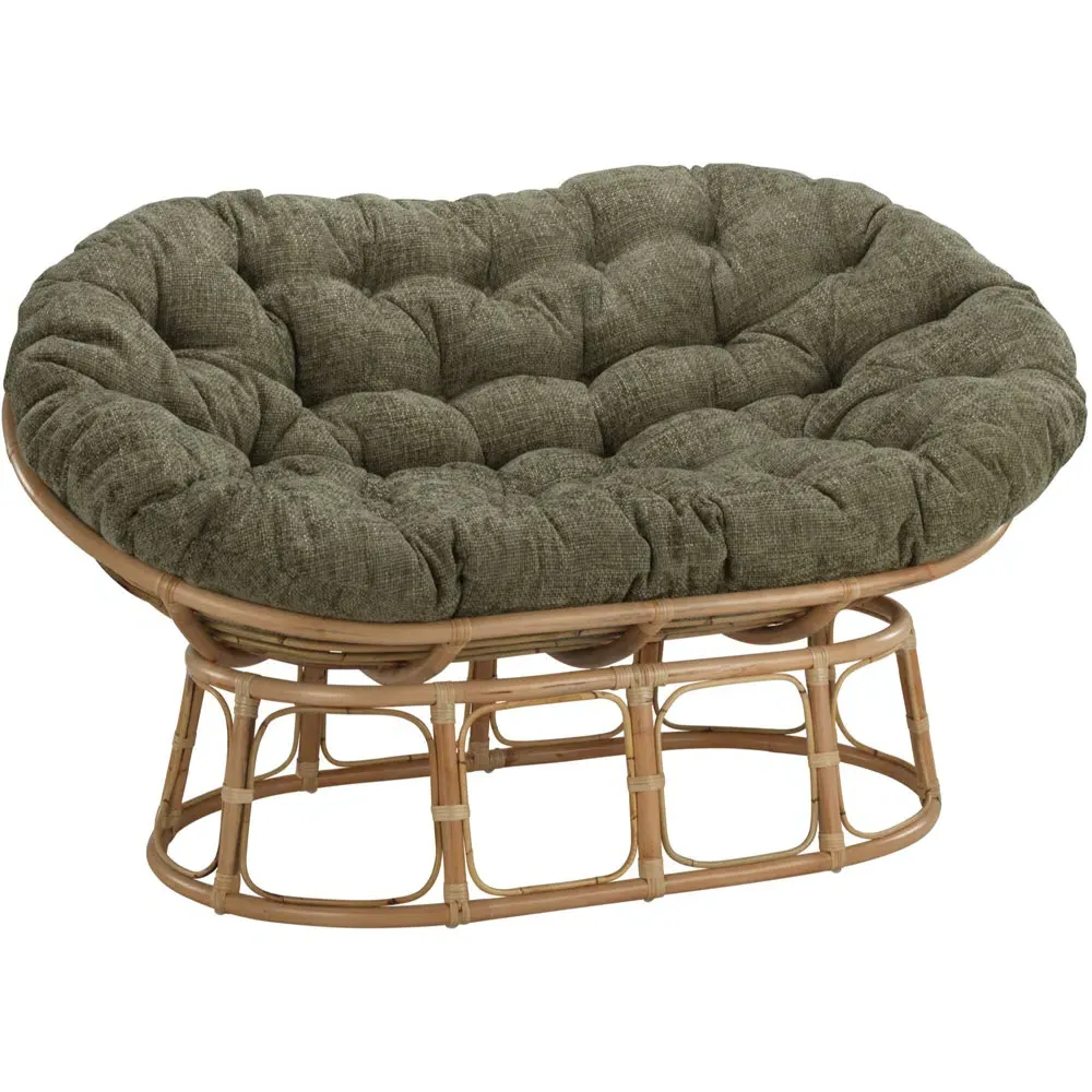 Papasan 2-Seater Sofa with Movable Seat - Sage, Natural