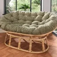 Papasan 2-Seater Sofa with Movable Seat - Sage, Natural