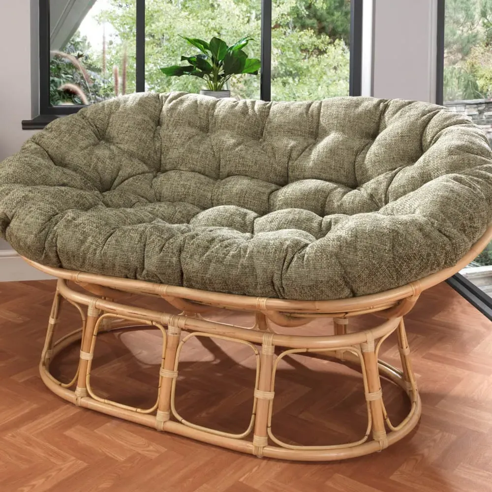 Papasan 2-Seater Sofa with Movable Seat - Sage, Natural