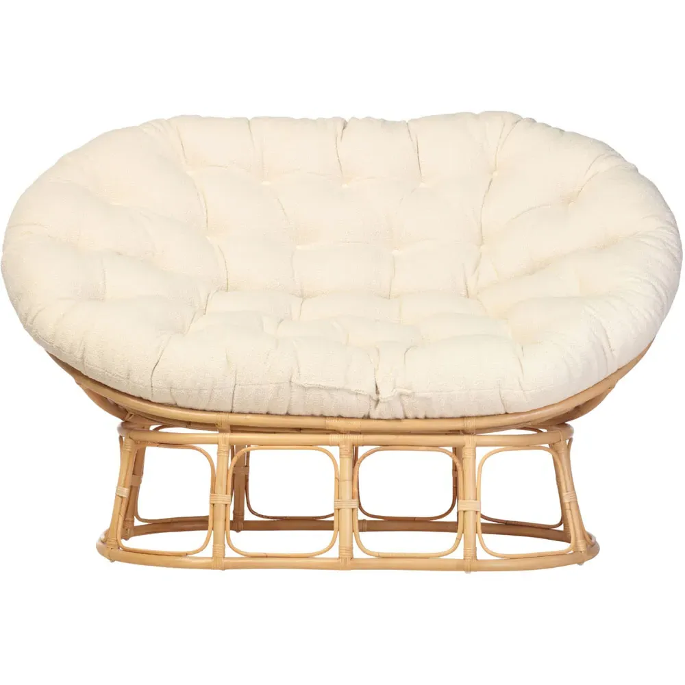 Papasan 2-Seater Sofa with Movable Seat - Vanilla, Natural
