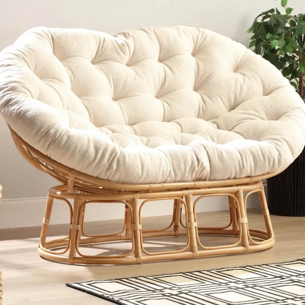 Papasan 2-Seater Sofa with Movable Seat - Vanilla, Natural