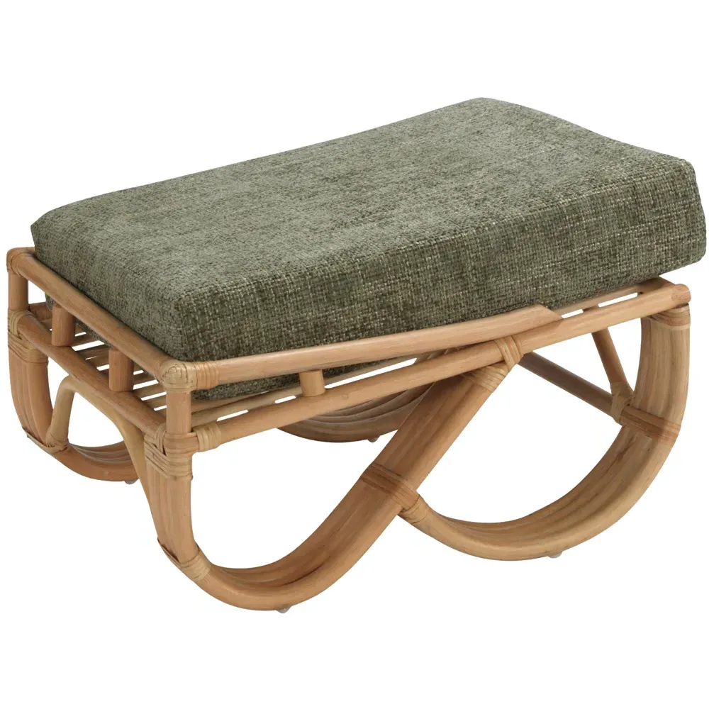 Pretzel Footstool - Natural, Rattan
