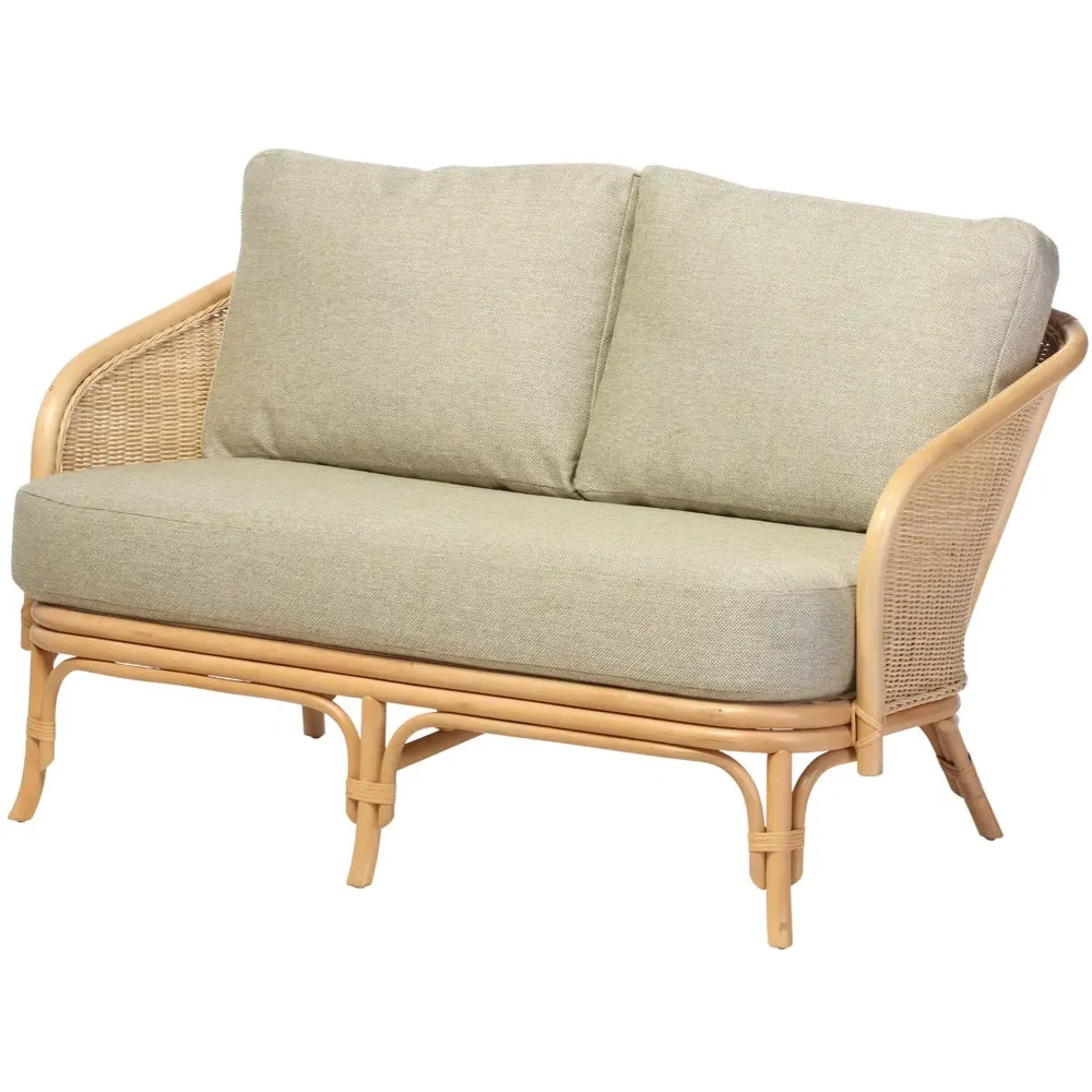 Royal 2-Seater Roma Sage Rattan Sofa - Brown