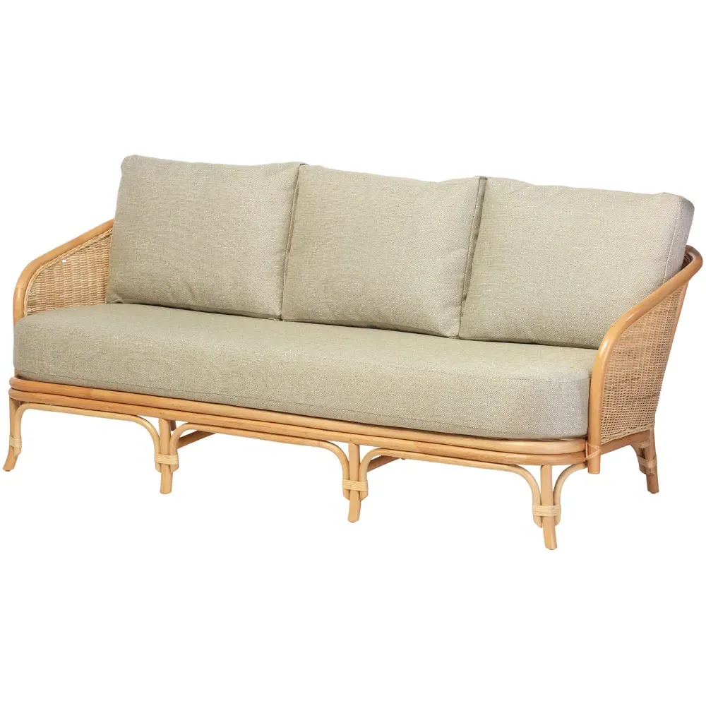 Royal 3-Seater Roma Sage Rattan Sofa - Brown