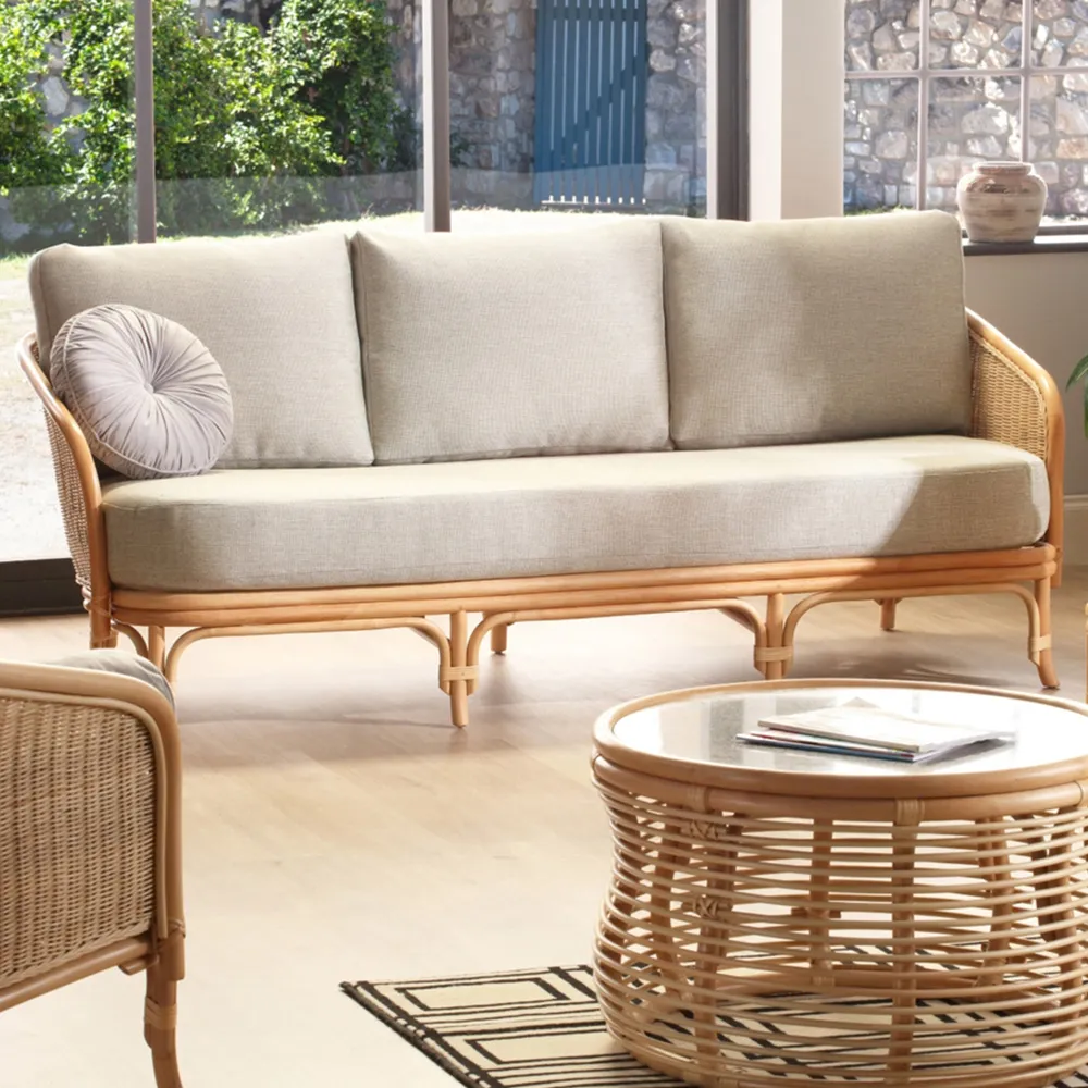 Royal 3-Seater Roma Sage Rattan Sofa - Brown