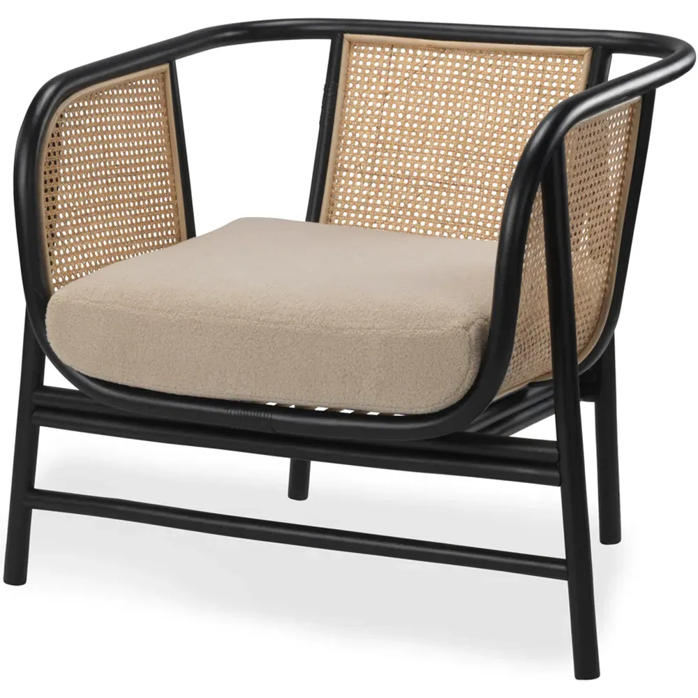 Seoul Rattan Indoor Chair - Black, Boucle