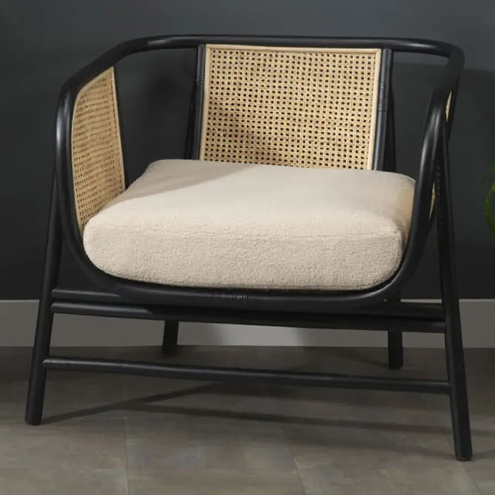 Seoul Rattan Indoor Chair - Black, Boucle image