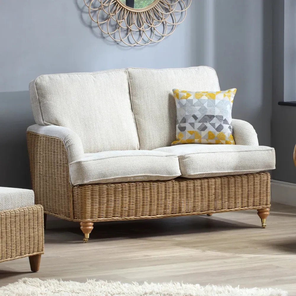 Seville 2-Seater Jasper Sofa - Light Oak, Rattan