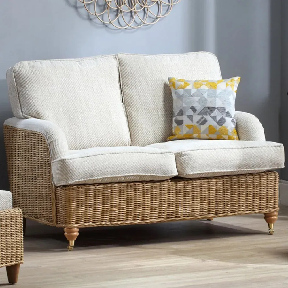 Seville 2-Seater Jasper Sofa - Light Oak, Rattan
