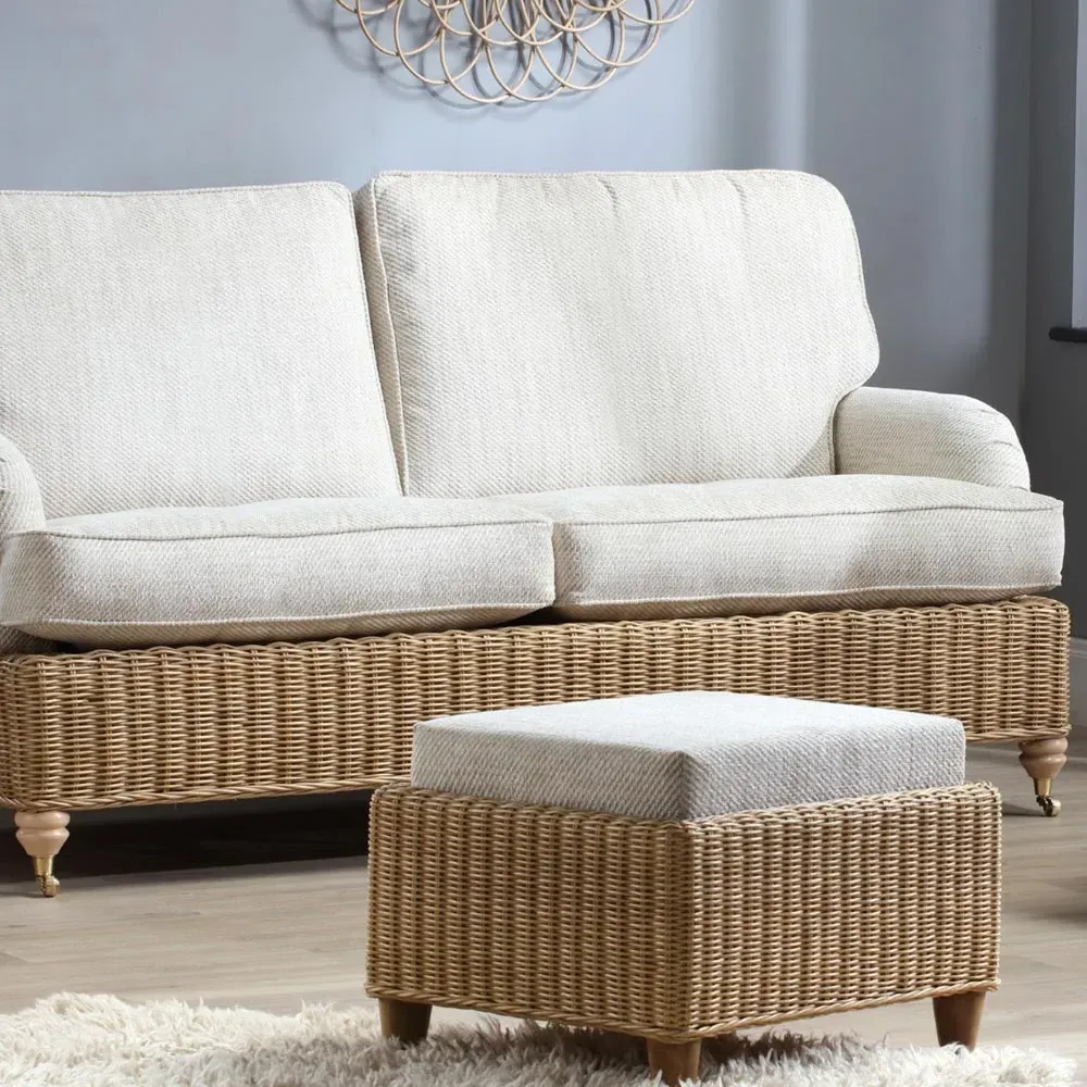 Seville 3-Seater Jasper Sofa - Light Oak, Rattan