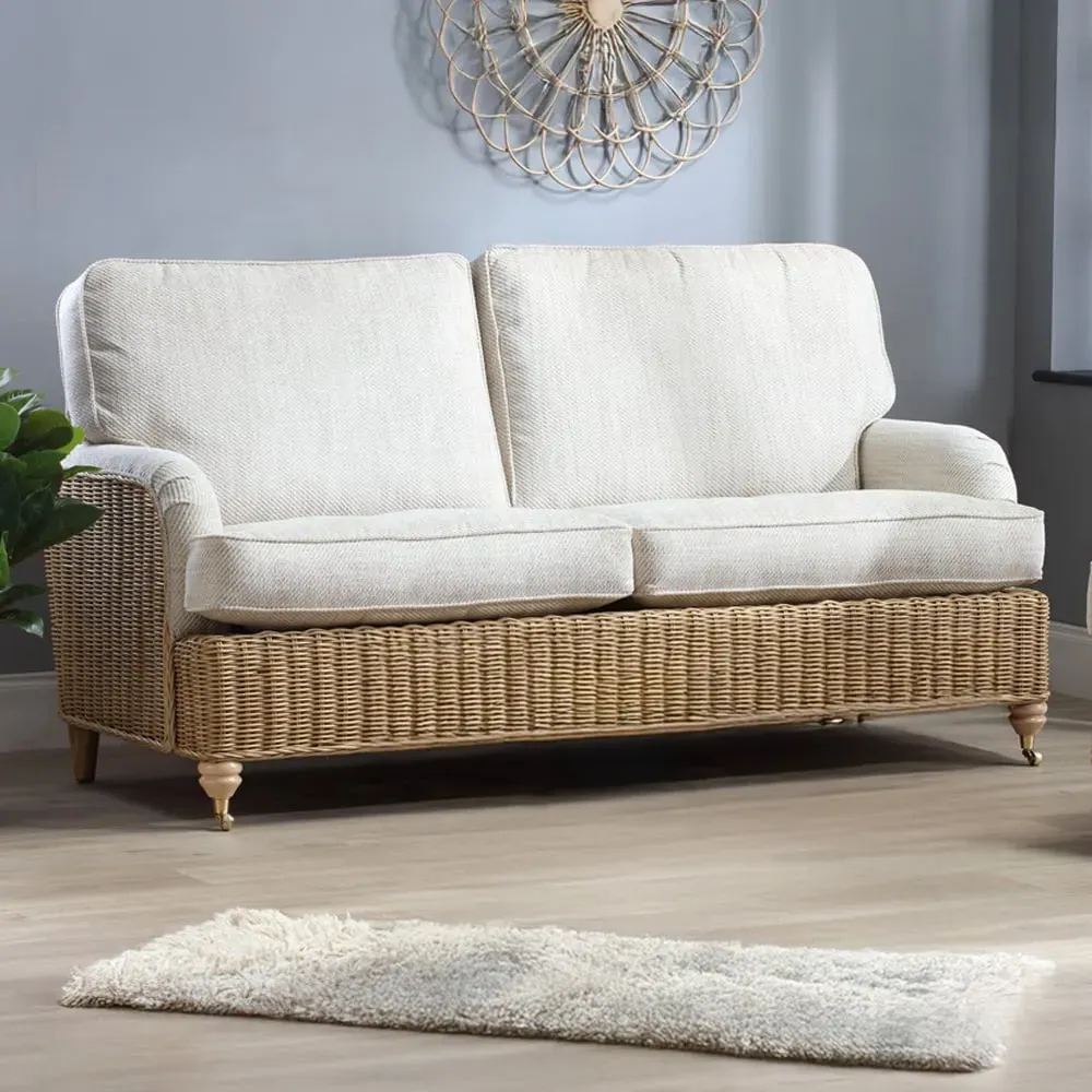 Seville 3-Seater Jasper Sofa - Light Oak, Rattan
