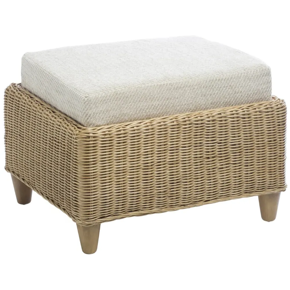 Seville Jasper Footstool - Light Oak, Rattan